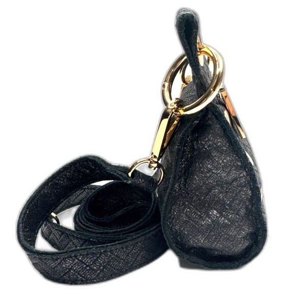 Hammitt Tony Small Black Chevron Leather Crossbody Bag Polished Gold - Picture 8 of 15